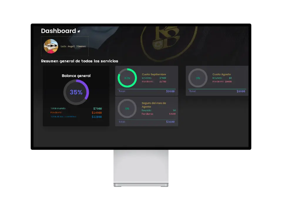 Imagen del proyecto Gestión de pagos en desktop